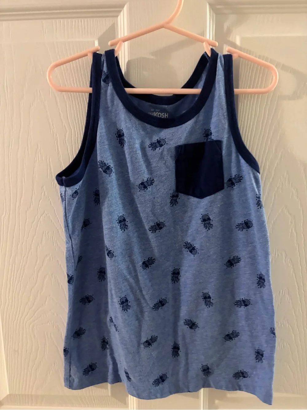 OshKosh B'gosh Light Blue Tank Top with Navy Pineapple Print